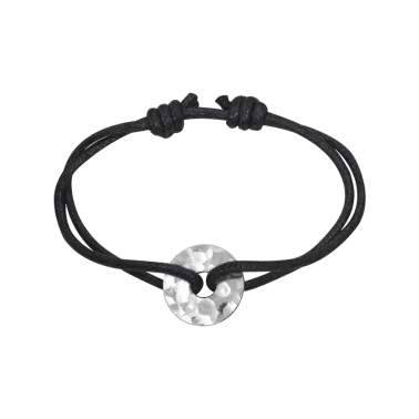 Bracelet Dinh Van Pi Chinois en argent sur cordon - SOLDAT