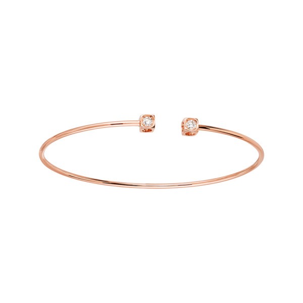 Bracelet Dinh Van Le Cube Diamant petit modèle en or rose et diamants - SOLDAT