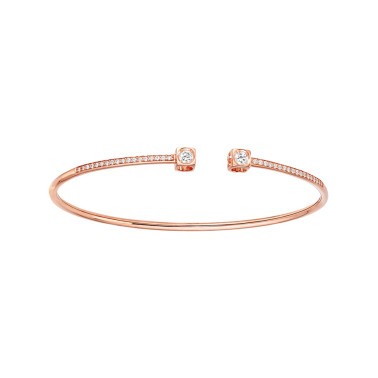 Bracelet Dinh Van Le Cube Diamant grand modèle en or rose et pavage diamants - SOLDAT