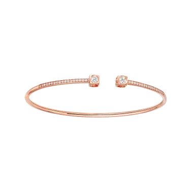 Bracelet Dinh Van Le Cube Diamant grand modèle en or rose et pavage diamants - SOLDAT