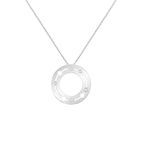 Pendentif Dinh van Pulse en or blanc et diamants 20 mm sur chaîne