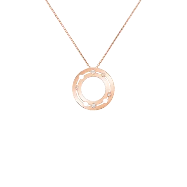 Pendentif Dinh van Pulse en or rose et diamants 20 mm sur chaîne