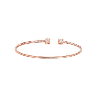 Bracelet Dinh Van Le Cube Diamant grand modèle en or rose et pavage diamants - SOLDAT PL