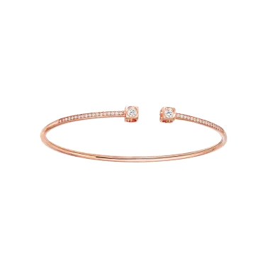 Bracelet Dinh Van Le Cube Diamant grand modèle en or rose et pavage diamants - SOLDAT PL
