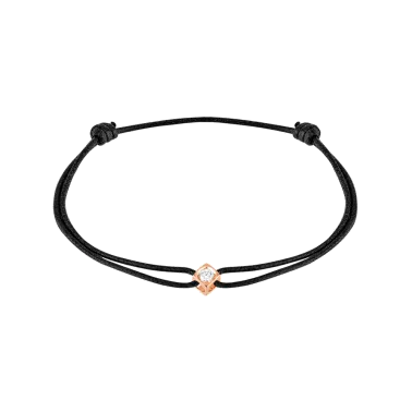 Bracelet Dinh Van Le Cube Diamant en or rose et diamant sur cordon