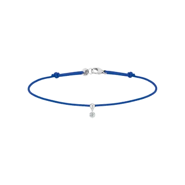 Bracelet cordon La Brune et La Blonde bleu en or blanc et diamant 0,07 carat