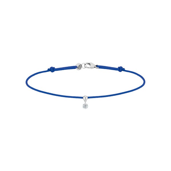 Bracelet cordon La Brune et La Blonde bleu en or blanc et diamant 0,07 carat