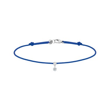 Bracelet cordon La Brune et La Blonde bleu en or blanc et diamant 0,07 carat