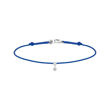 Bracelet cordon La Brune et La Blonde bleu en or blanc et diamant 0,07 carat