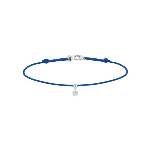 Bracelet cordon La Brune et La Blonde bleu en or blanc et diamant 0,10 carat