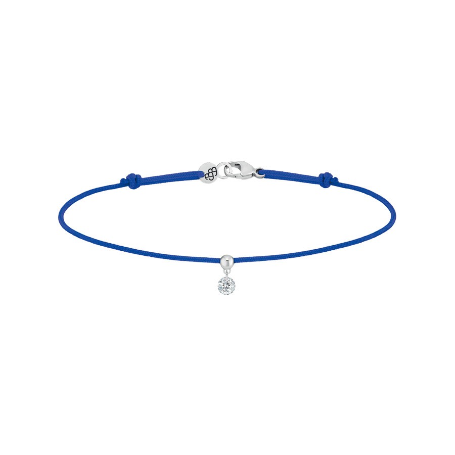 Bracelet cordon La Brune et La Blonde bleu en or blanc et diamant 0,10 carat