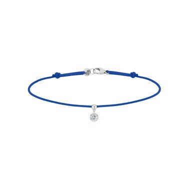 Bracelet cordon La Brune et La Blonde bleu en or blanc et diamant 0,15 carat