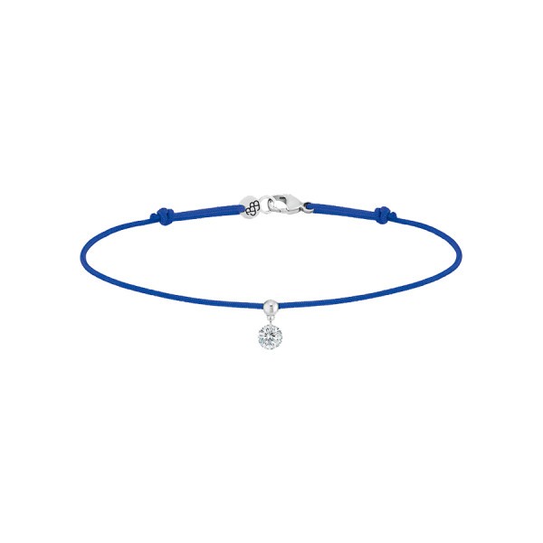 Bracelet cordon La Brune et La Blonde bleu en or blanc et diamant 0,15 carat