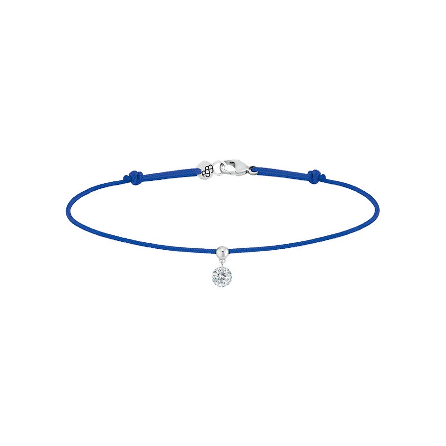 Bracelet cordon La Brune et La Blonde bleu en or blanc et diamant 0,15 carat