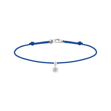 Bracelet cordon La Brune et La Blonde bleu en or blanc et diamant 0,15 carat