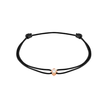 Bracelet Dinh Van Le Cube Diamant en or rose et diamant sur cordon