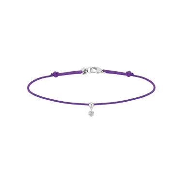 Bracelet cordon La Brune et La Blonde violet en or blanc et diamant 0,07 carat