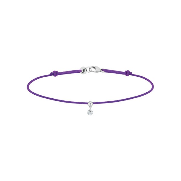 Bracelet cordon La Brune et La Blonde violet en or blanc et diamant 0,07 carat