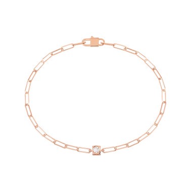 Bracelet Dinh Van Le Cube Diamant en or rose et diamant sur chaîne - SOLDAT
