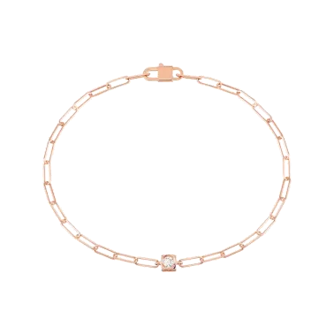 Bracelet Dinh Van Le Cube Diamant en or rose et diamant sur chaîne - SOLDAT