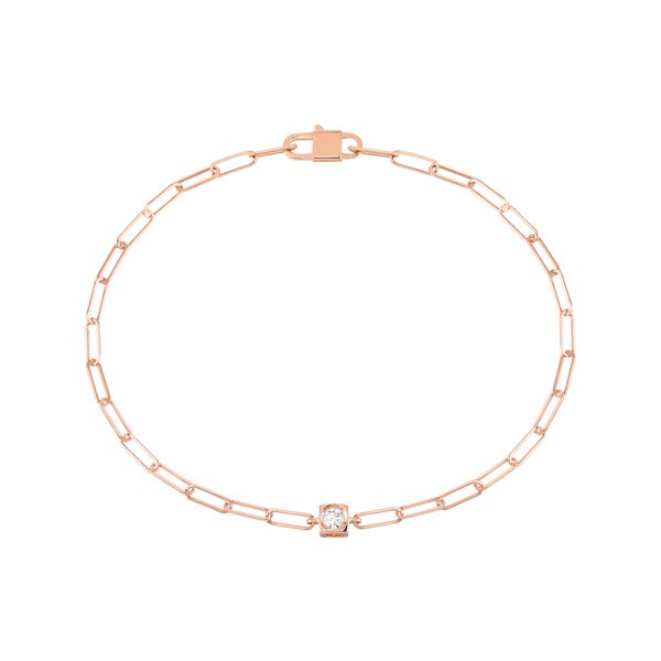 Bracelet Dinh Van Le Cube Diamant en or rose et diamant sur chaîne