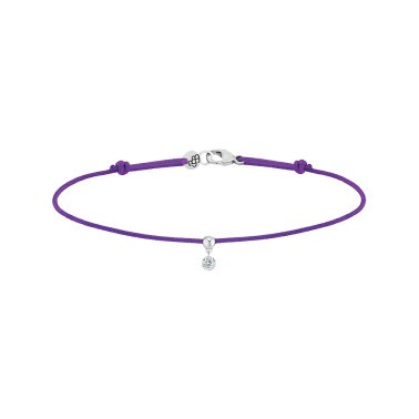 Bracelet cordon La Brune et La Blonde violet en or blanc et diamant 0,07 carat