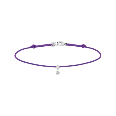 Bracelet cordon La Brune et La Blonde violet en or blanc et diamant 0,07 carat