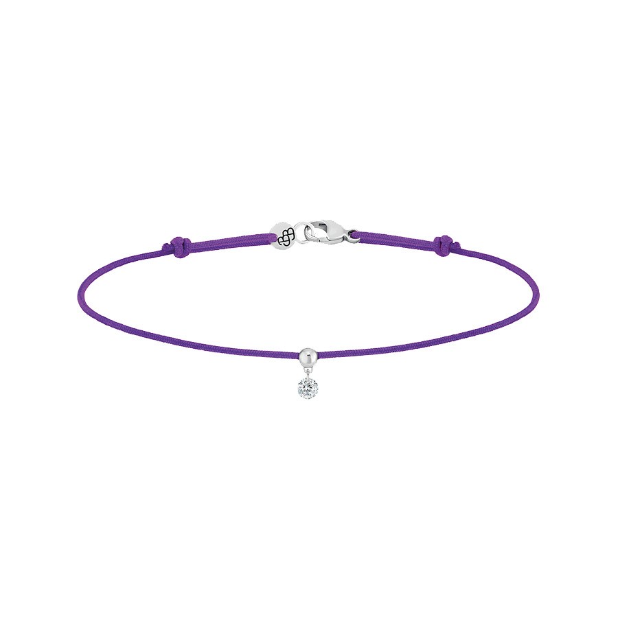 Bracelet cordon La Brune et La Blonde violet en or blanc et diamant 0,07 carat