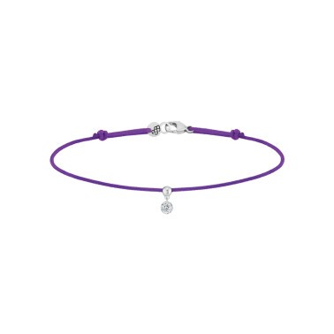 Bracelet cordon La Brune et La Blonde violet en or blanc et diamant 0,10 carat