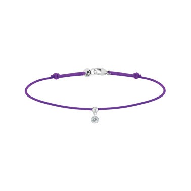 Bracelet cordon La Brune et La Blonde violet en or blanc et diamant 0,10 carat