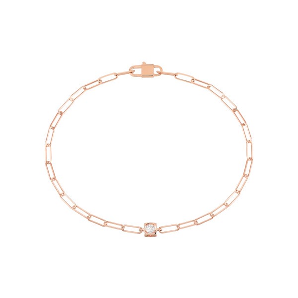 Bracelet Dinh Van Le Cube Diamant en or rose et diamant sur chaîne - SOLDAT PL