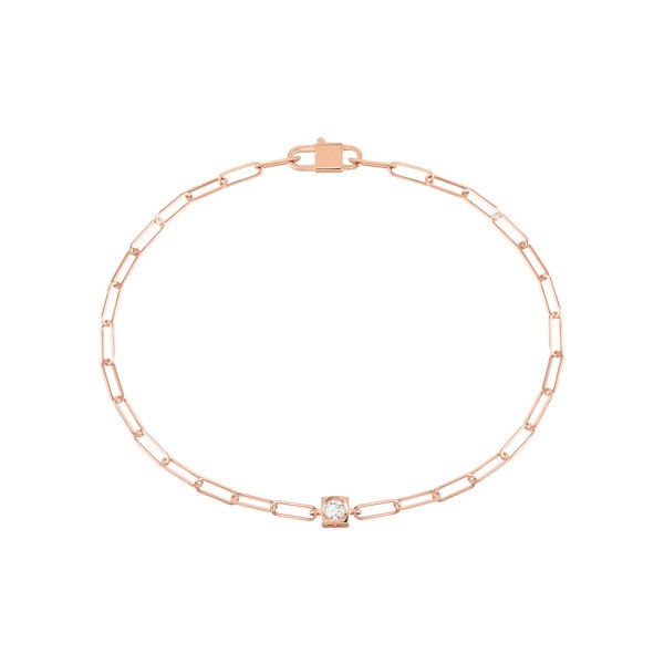 Bracelet Dinh Van Le Cube Diamant en or rose et diamant sur chaîne