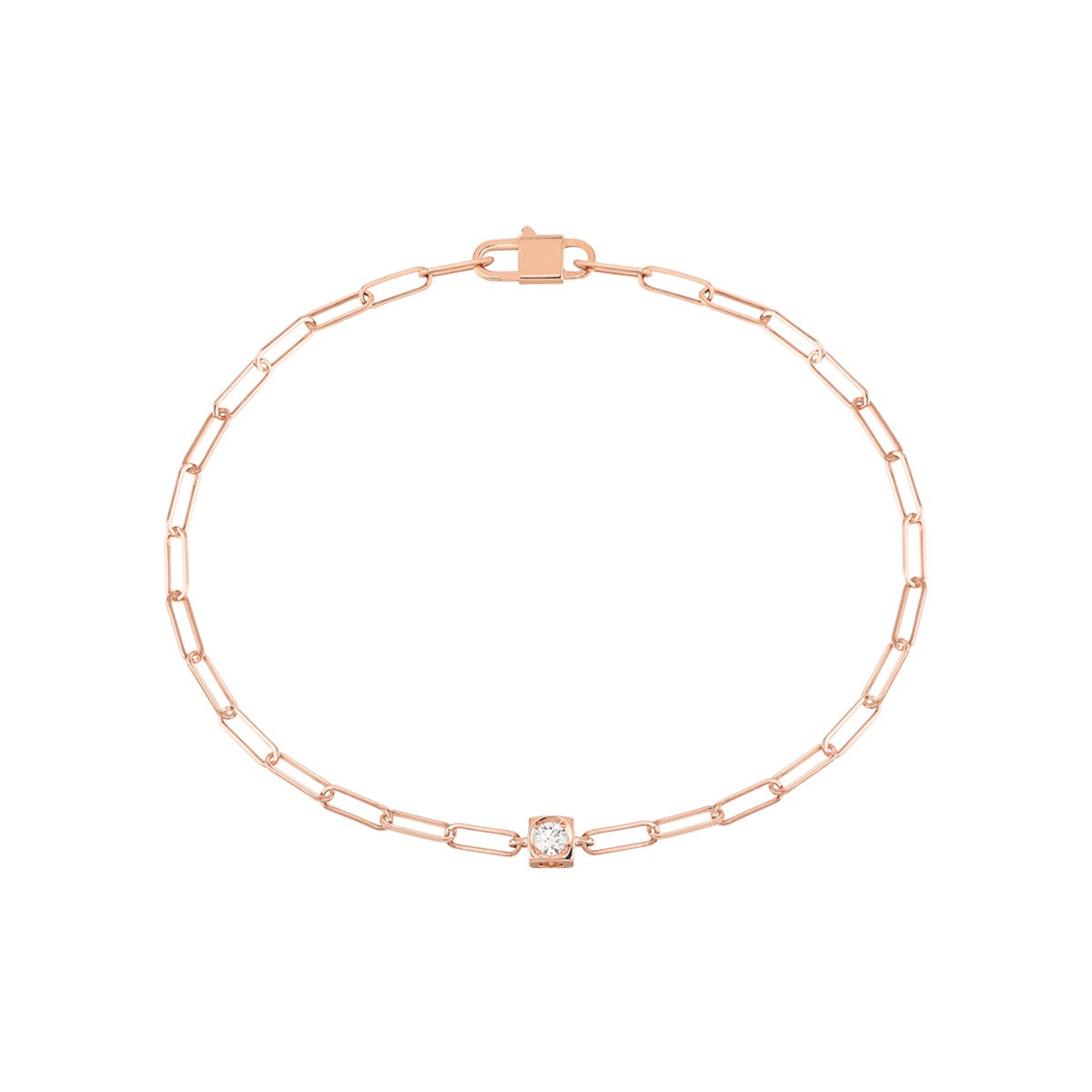 Bracelet Dinh Van Le Cube Diamant en or rose et diamant sur chaîne