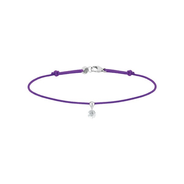 Bracelet cordon La Brune et La Blonde violet en or blanc et diamant 0,15 carat