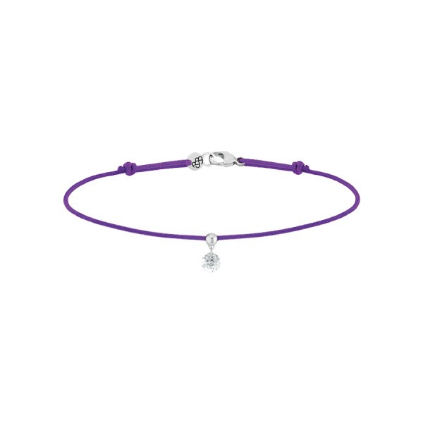 Bracelet cordon La Brune et La Blonde violet en or blanc et diamant 0,15 carat