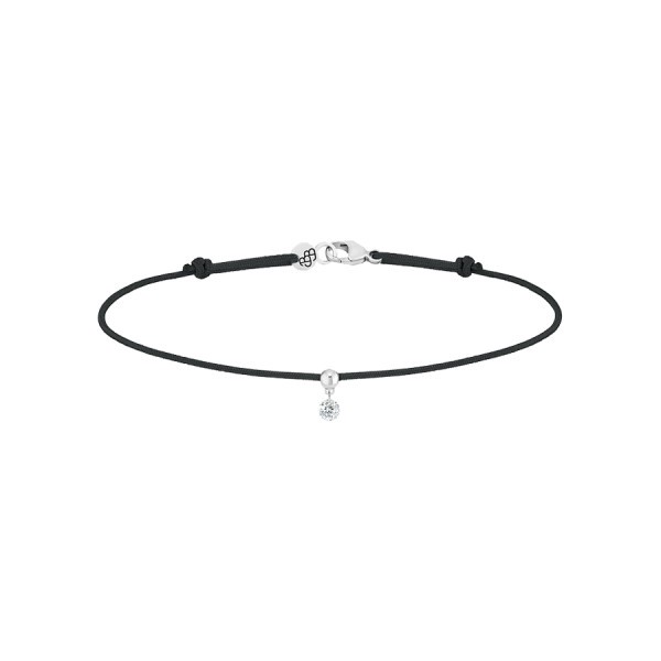 Bracelet cordon La Brune et La Blonde noir en or blanc et diamant 0,07 carat