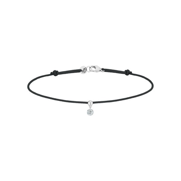 Bracelet cordon La Brune et La Blonde noir en or blanc et diamant 0,10 carat