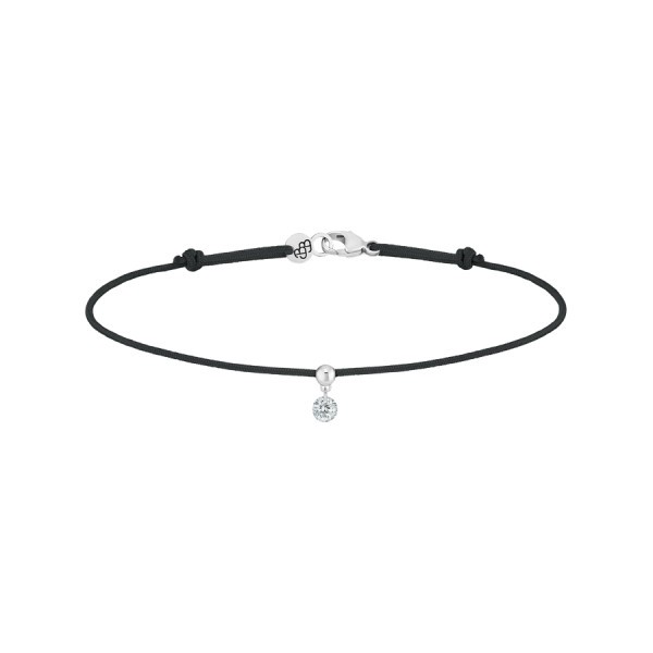 Bracelet cordon La Brune et La Blonde noir en or blanc et diamant 0,10 carat