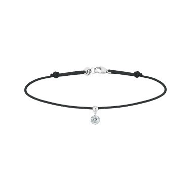 Bracelet cordon La Brune et La Blonde noir en or blanc et diamant 0,15 carat
