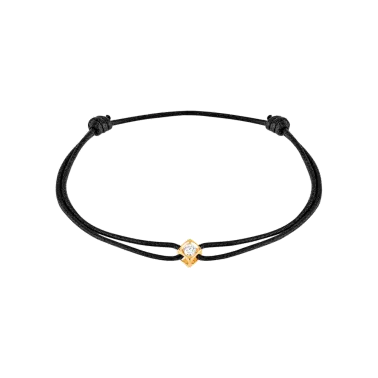 Bracelet Dinh Van Le Cube Diamant en or jaune et diamant sur cordon - SOLDAT PL