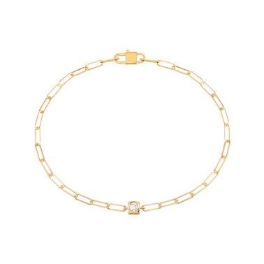 Bracelet Dinh Van Le Cube Diamant en or jaune et diamant sur chaîne