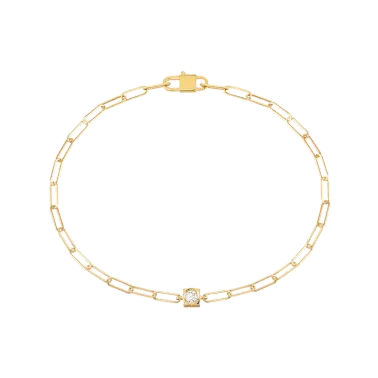Bracelet Dinh Van Le Cube Diamant en or jaune et diamant sur chaîne