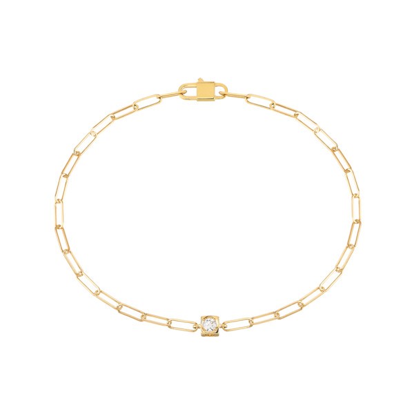 Bracelet Dinh Van Le Cube Diamant en or jaune et diamant sur chaîne