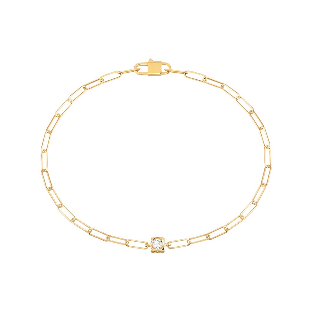 Bracelet Dinh Van Le Cube Diamant en or jaune et diamant sur chaîne - 308511