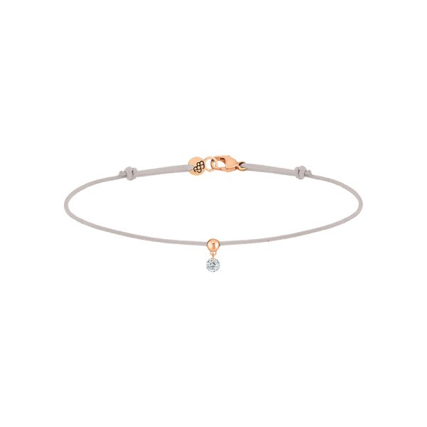 Bracelet cordon La Brune et La Blonde gris en or rose et diamant 0,07 carat