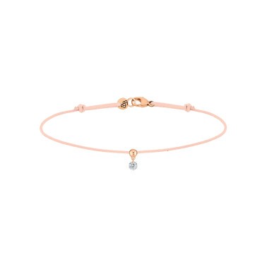 Bracelet cordon La Brune et La Blonde nude en or rose et diamant 0,07 carat