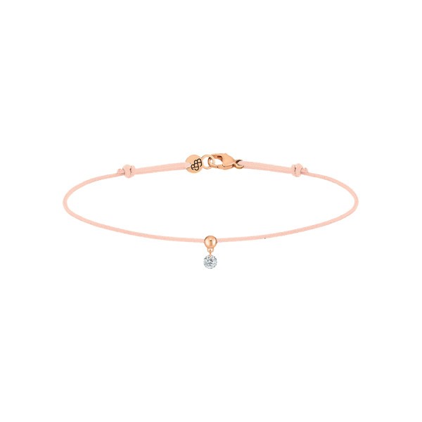 Bracelet cordon La Brune et La Blonde nude en or rose et diamant 0,07 carat
