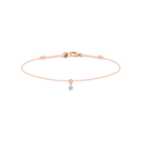 Bracelet cordon La Brune et La Blonde nude en or rose et diamant 0,07 carat
