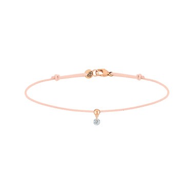 Bracelet cordon La Brune et La Blonde nude en or rose et diamant 0,07 carat