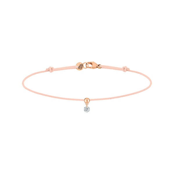 Bracelet cordon La Brune et La Blonde nude en or rose et diamant 0,07 carat